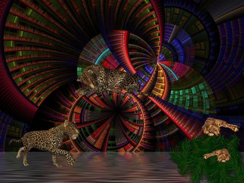 leopards in a digital vortex