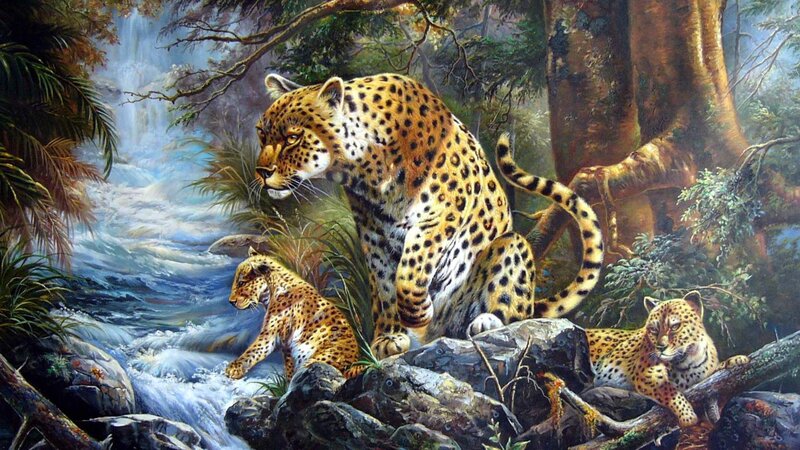 Leopards in Jungle — Green