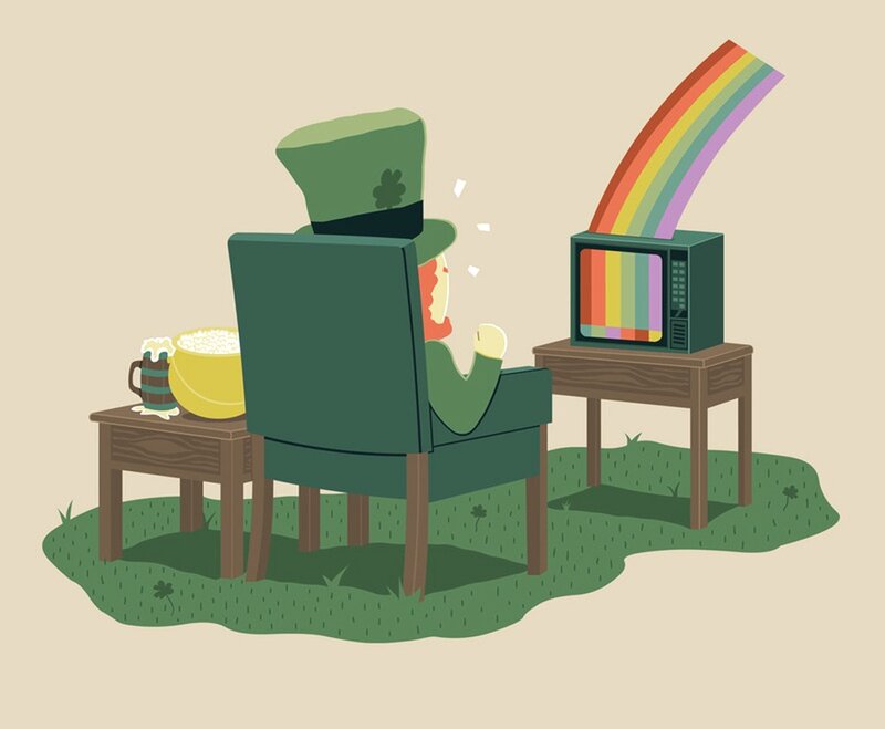 Leprechaun watching TV