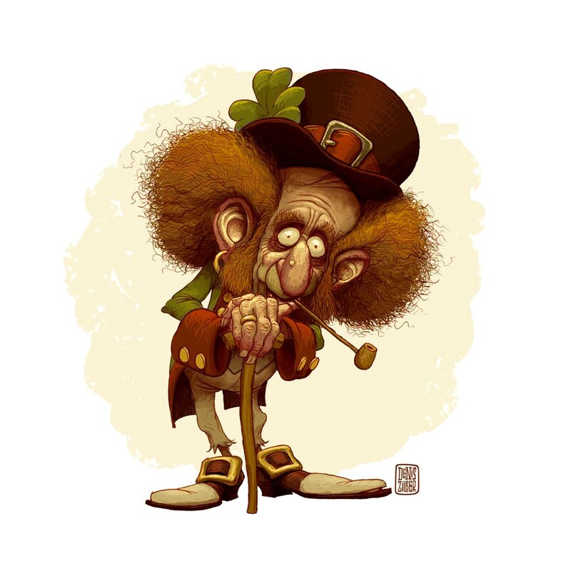 leprechaun with pipe and hat