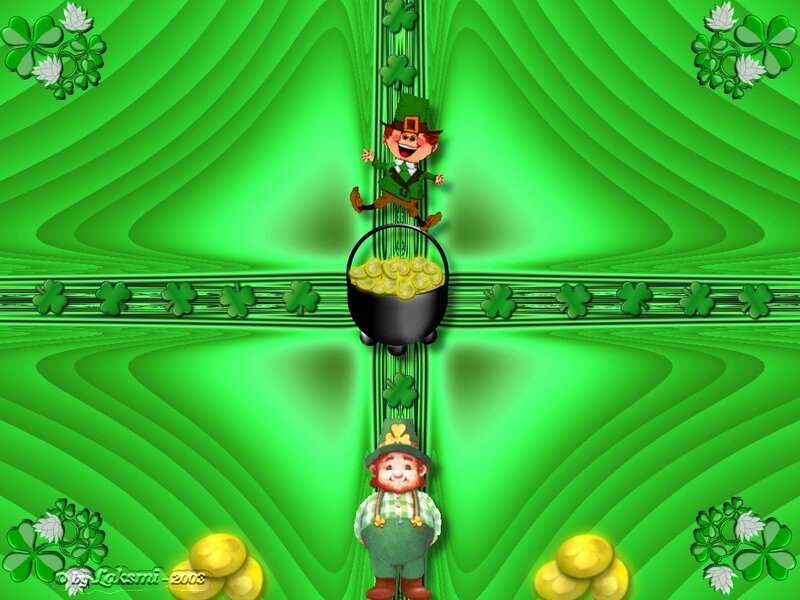 Leprechaun with Pot of Gold — Green, Festive, Digital Art