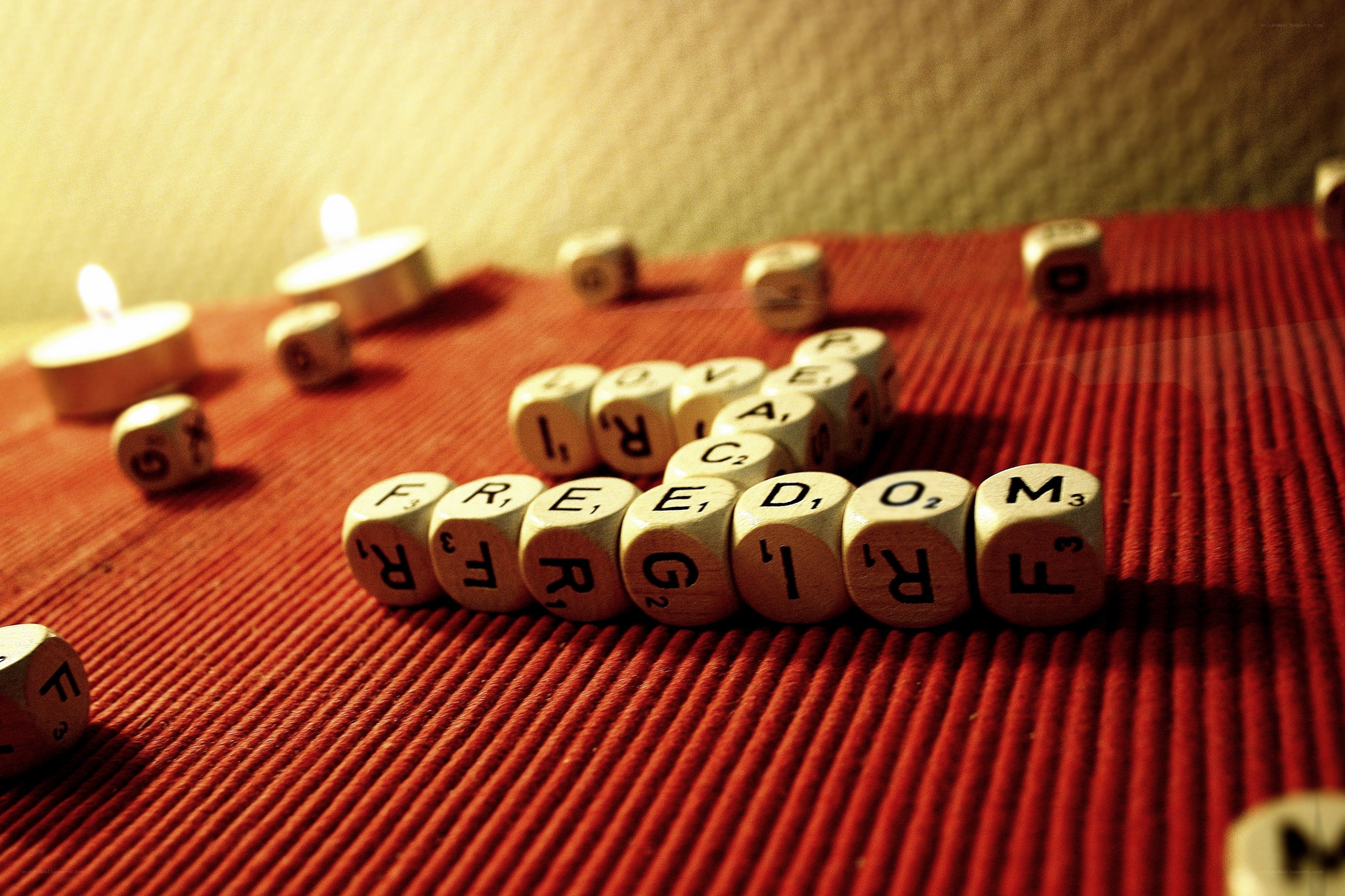 Letter cubes spelling freedom