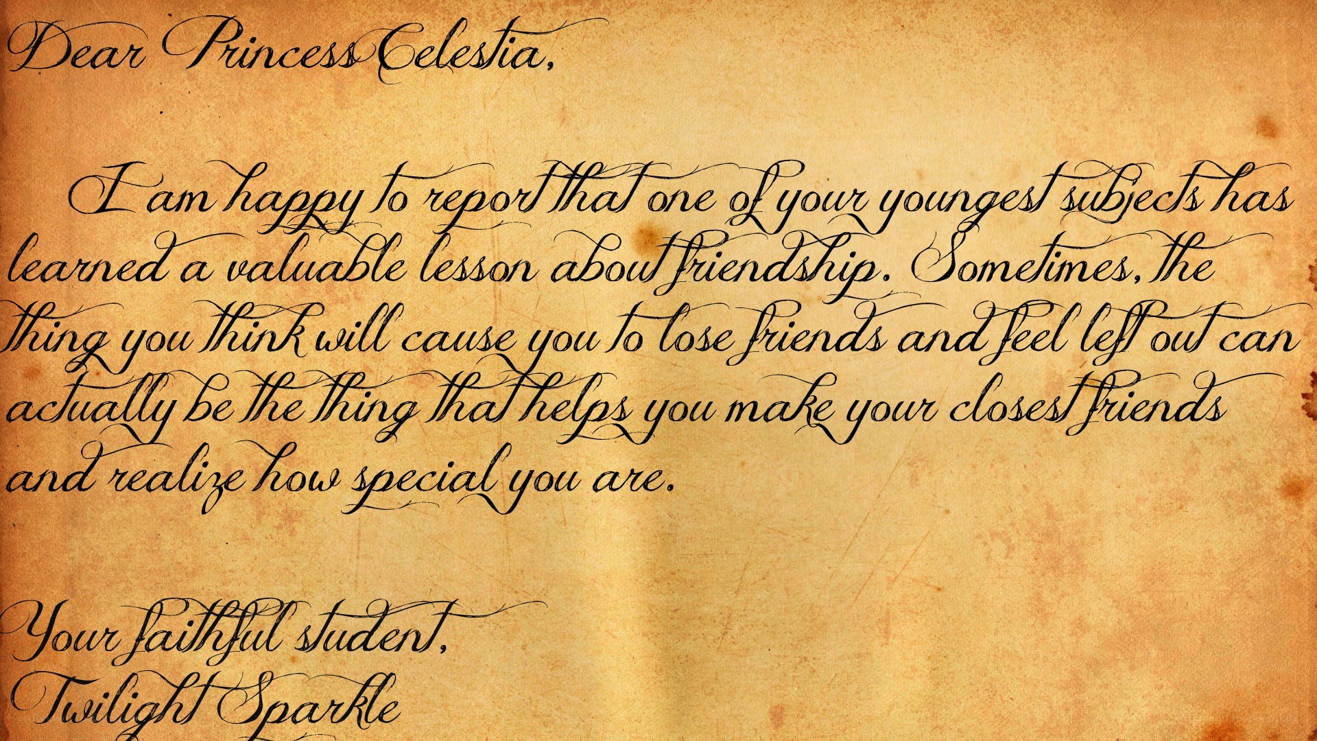 Letter to Princess Celestia