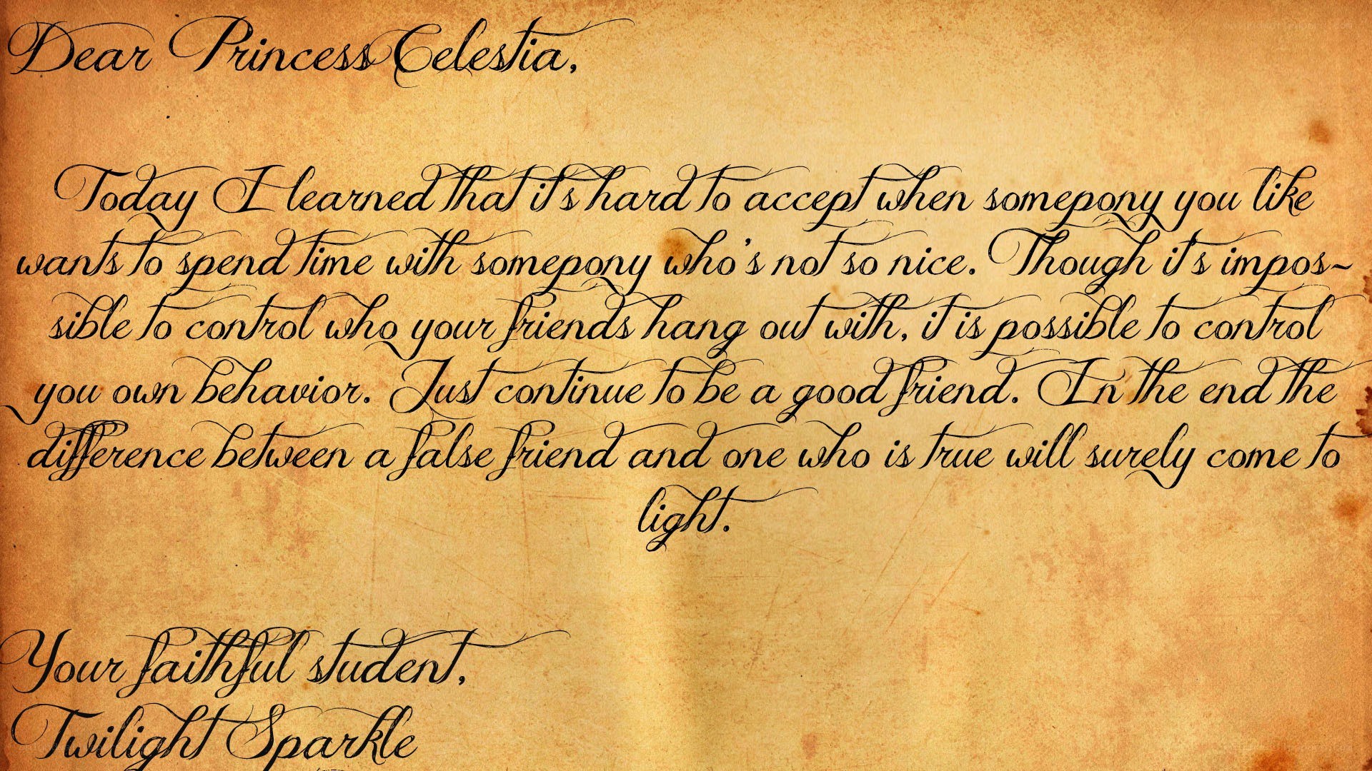 Letter to Princess Celestia