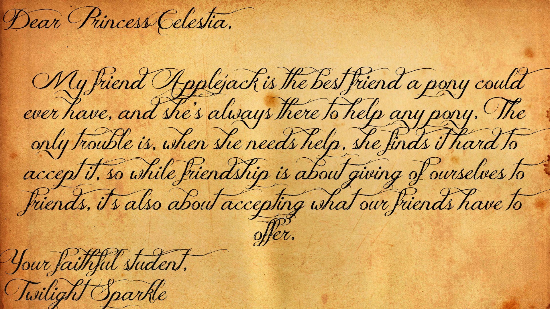 Letter to Princess Celestia