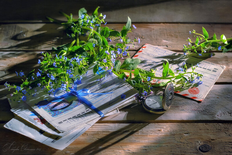 Letters with Blue Flowers
