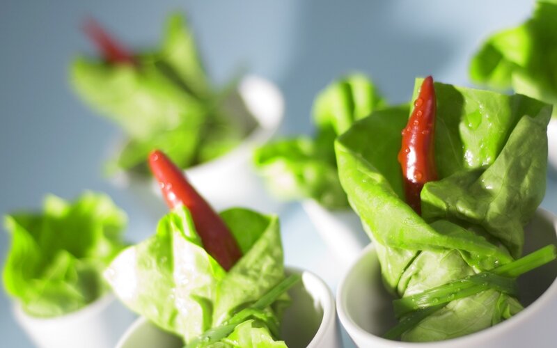 lettuce wraps with chili peppers