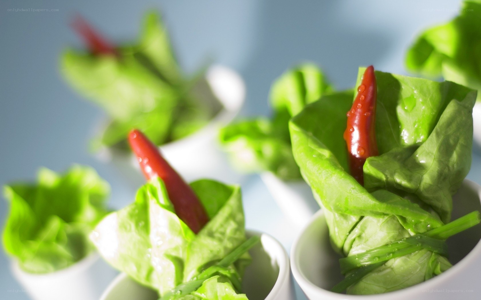 lettuce wraps with chili peppers