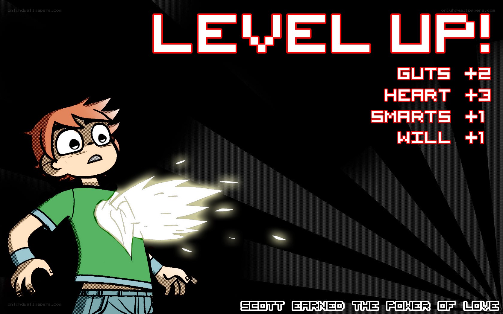 Level up screen with character