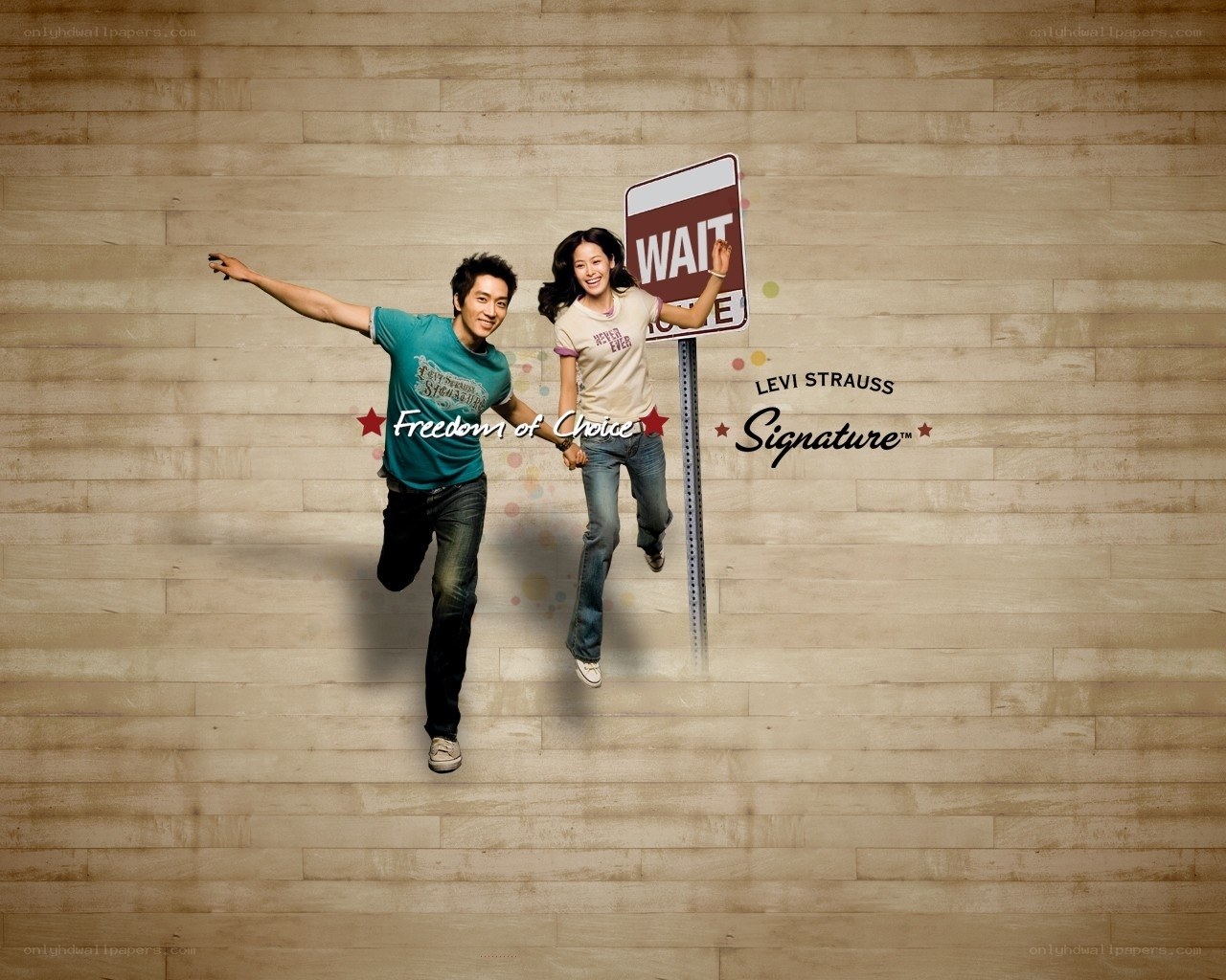 Levi's ad with couple jumping