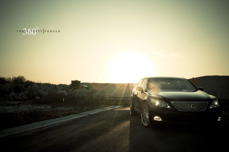 Lexus at sunset on a road