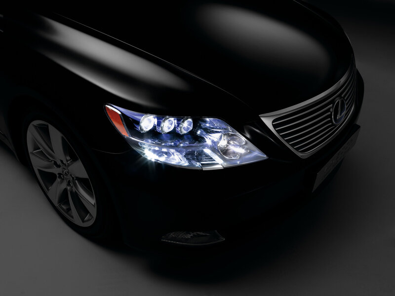 Lexus car headlight close-up