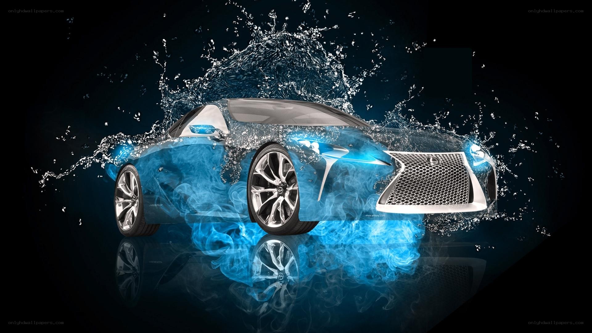 Lexus car with water splash