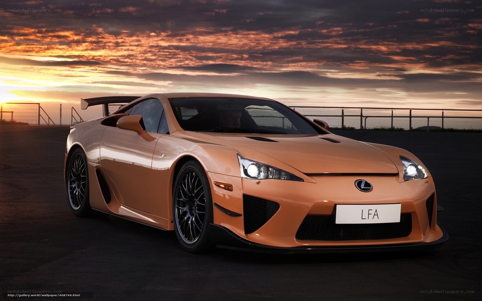 Lexus LFA sports car at sunset