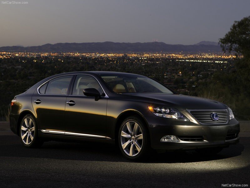Lexus LS sedan at dusk