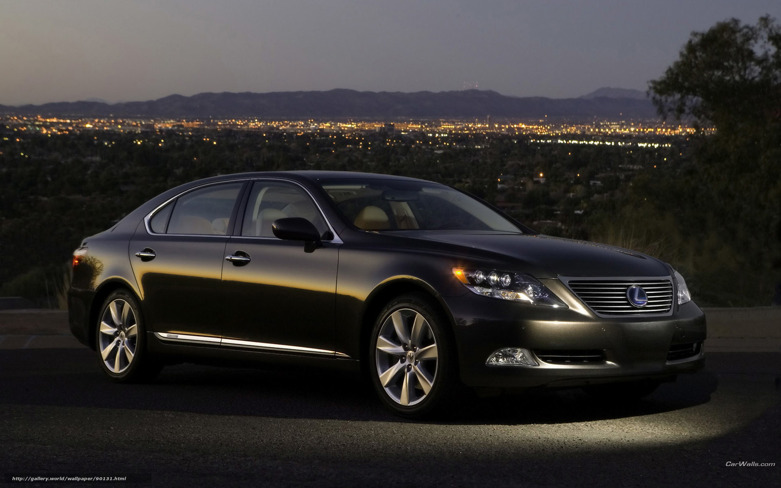 Lexus LS sedan at dusk