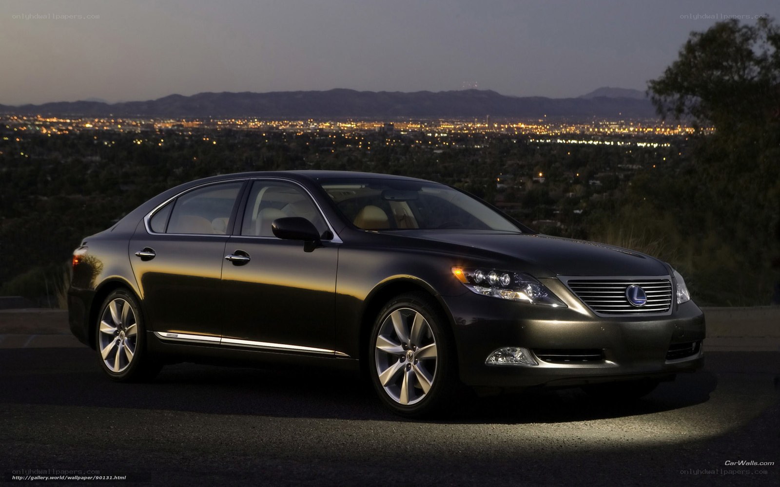 Lexus LS sedan at dusk