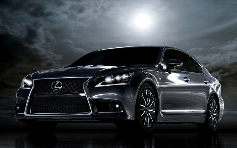 Lexus LS sedan at night