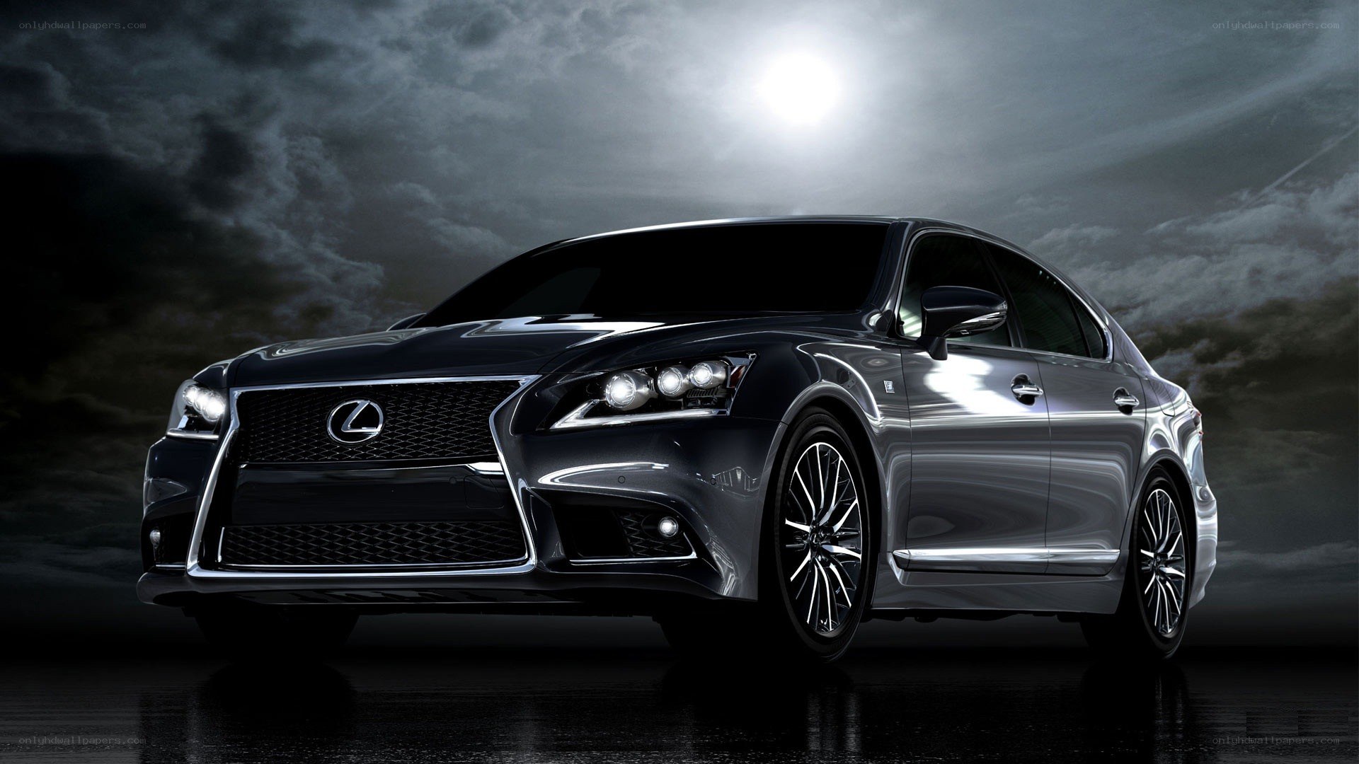Lexus LS sedan at night