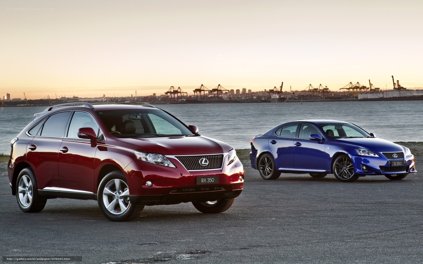 Lexus RX 350 and IS 350 by the water