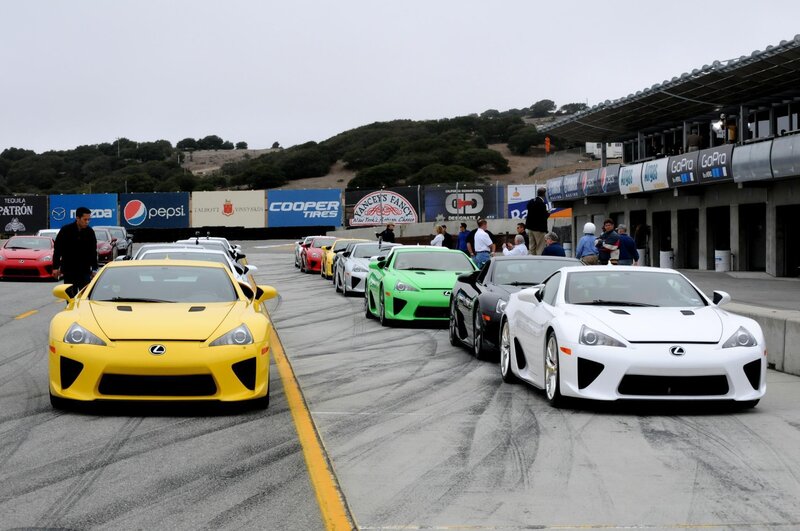 Lexus sports cars at a race track