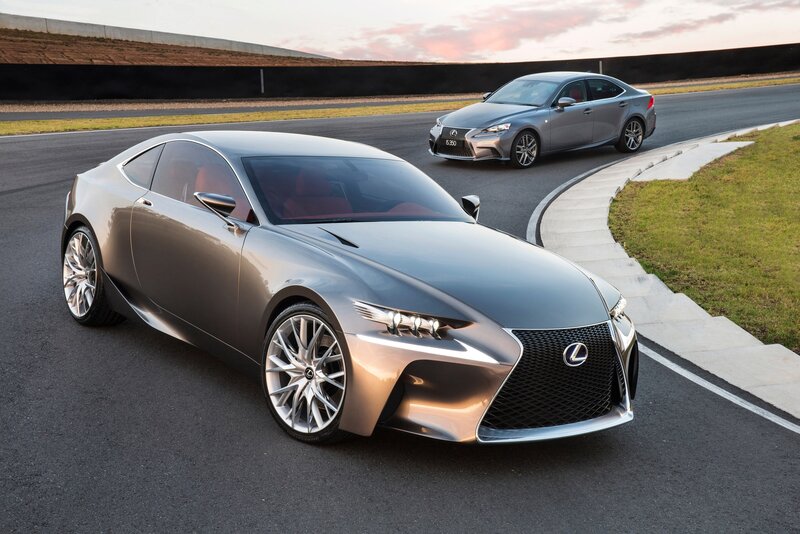 Lexus sports cars on a racetrack
