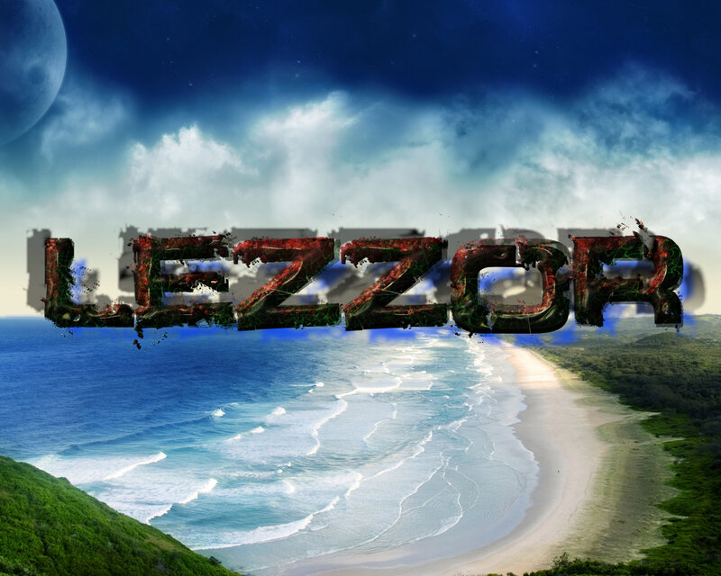 Lezzor text over beach scene