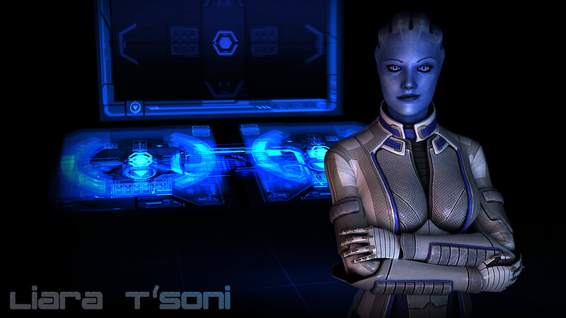 Liara T'Soni in a sci-fi setting