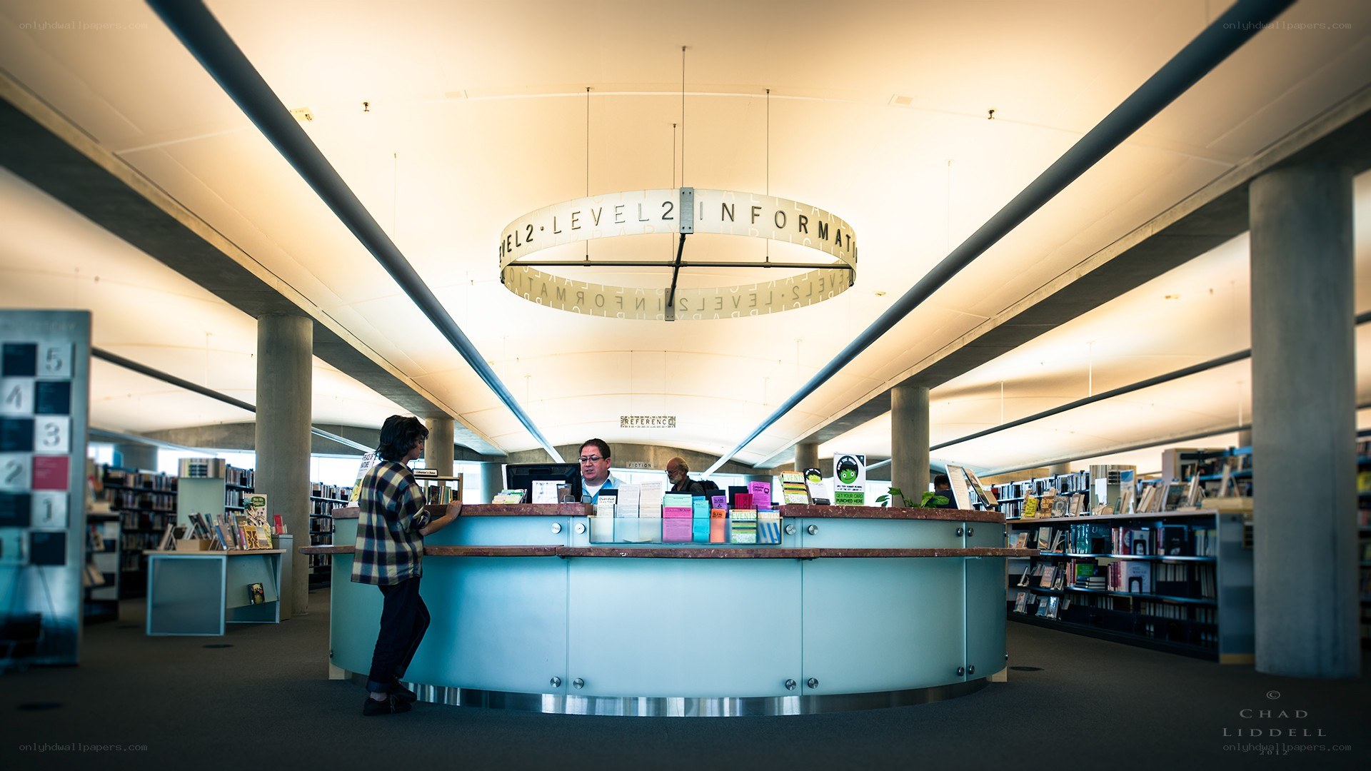 Library information desk scene
