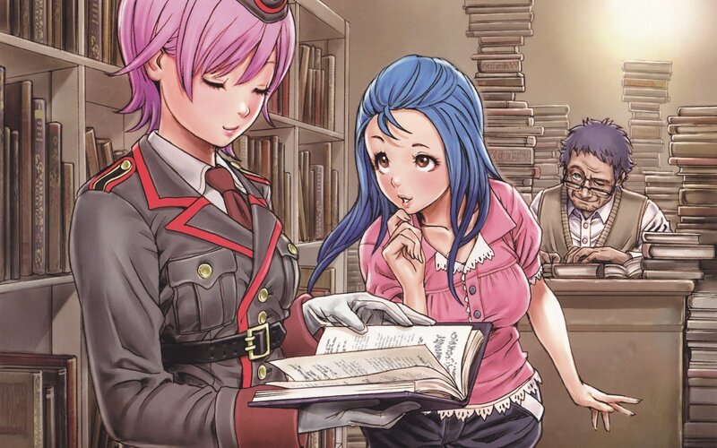 library reading scene