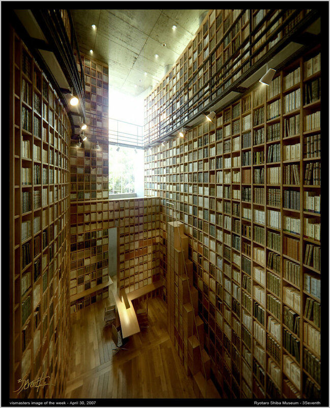 Library with bookshelves