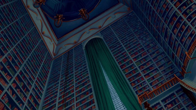 Library with Bookshelves — Blue