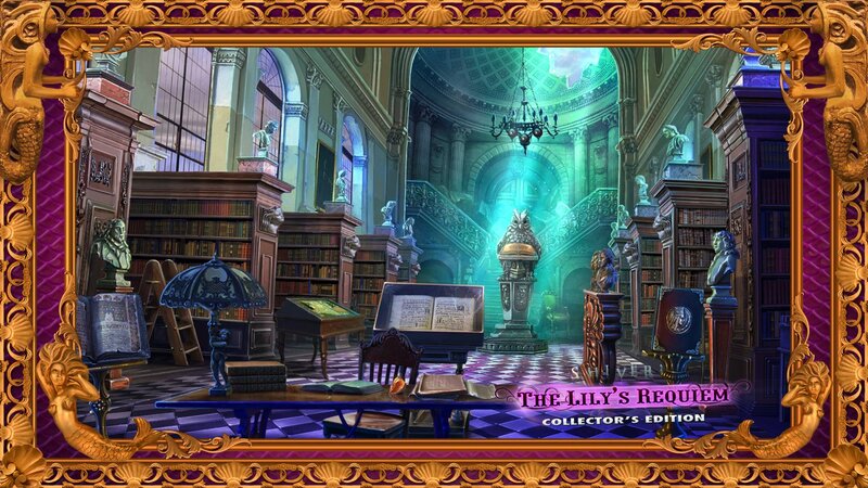Library with Bookshelves — Purple