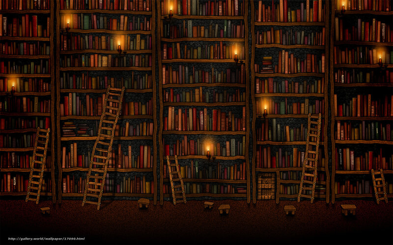 library with bookshelves