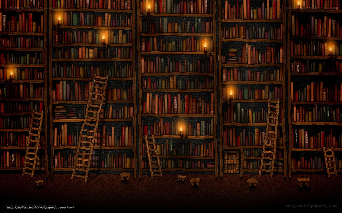 library with bookshelves
