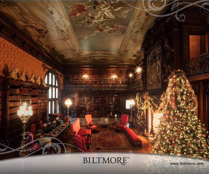 Library with Christmas Tree