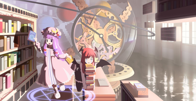library with magical clock