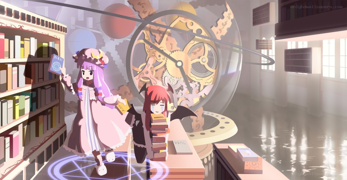 library with magical clock