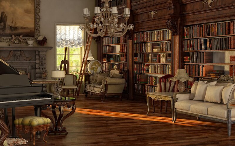 Library with Piano