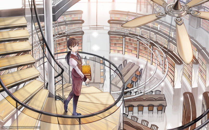 Library with spiral staircase