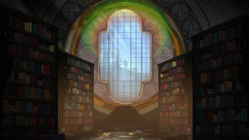 Library with Stained Glass Window — Brown