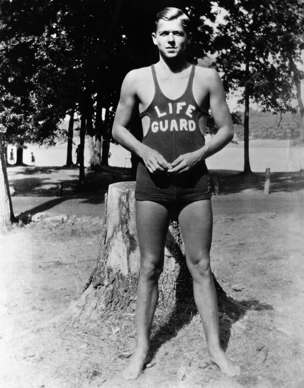 Life guard in vintage swimwear