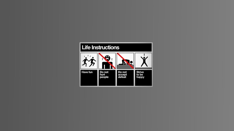 Life Instructions Sign — Gray, Neutral