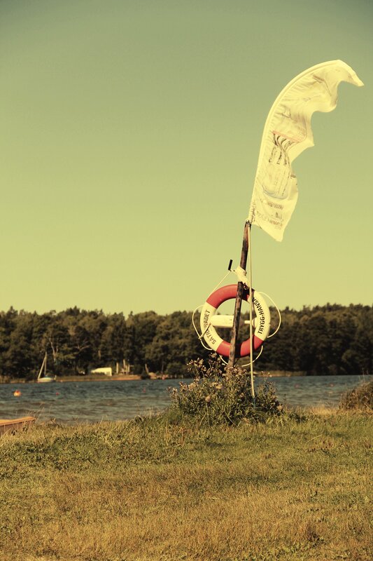 Life preserver on a lakeside