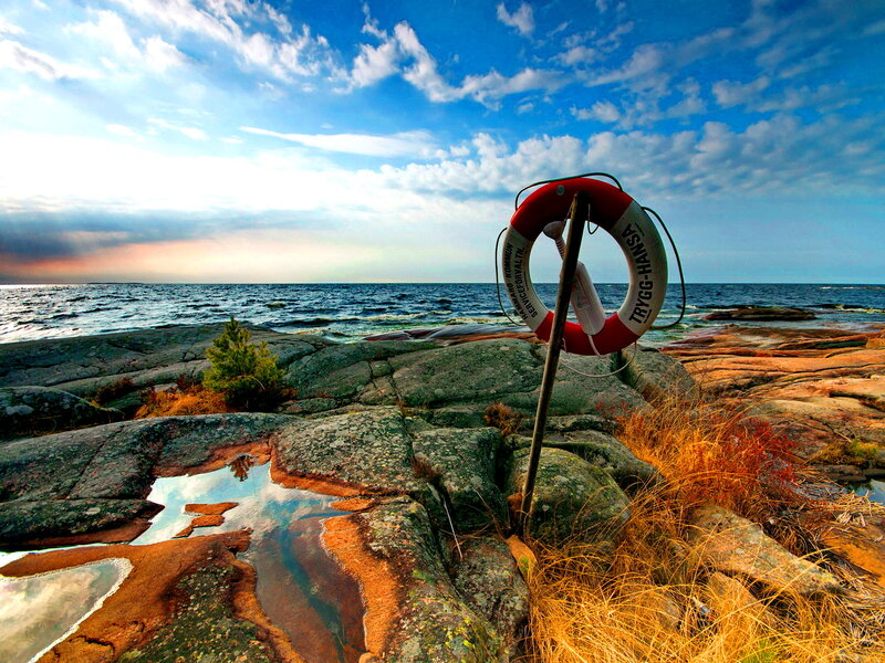 Life Preserver on Rocks