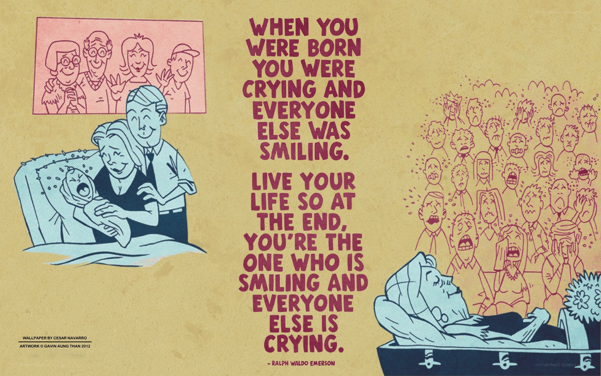 Life quote with cartoon