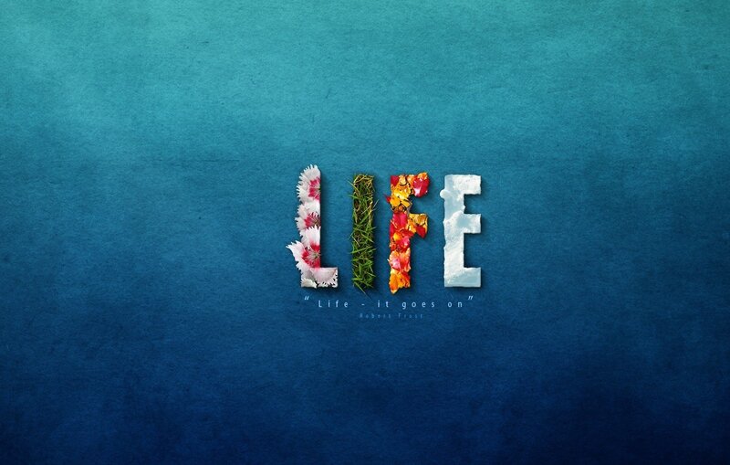 Life quote with floral letters