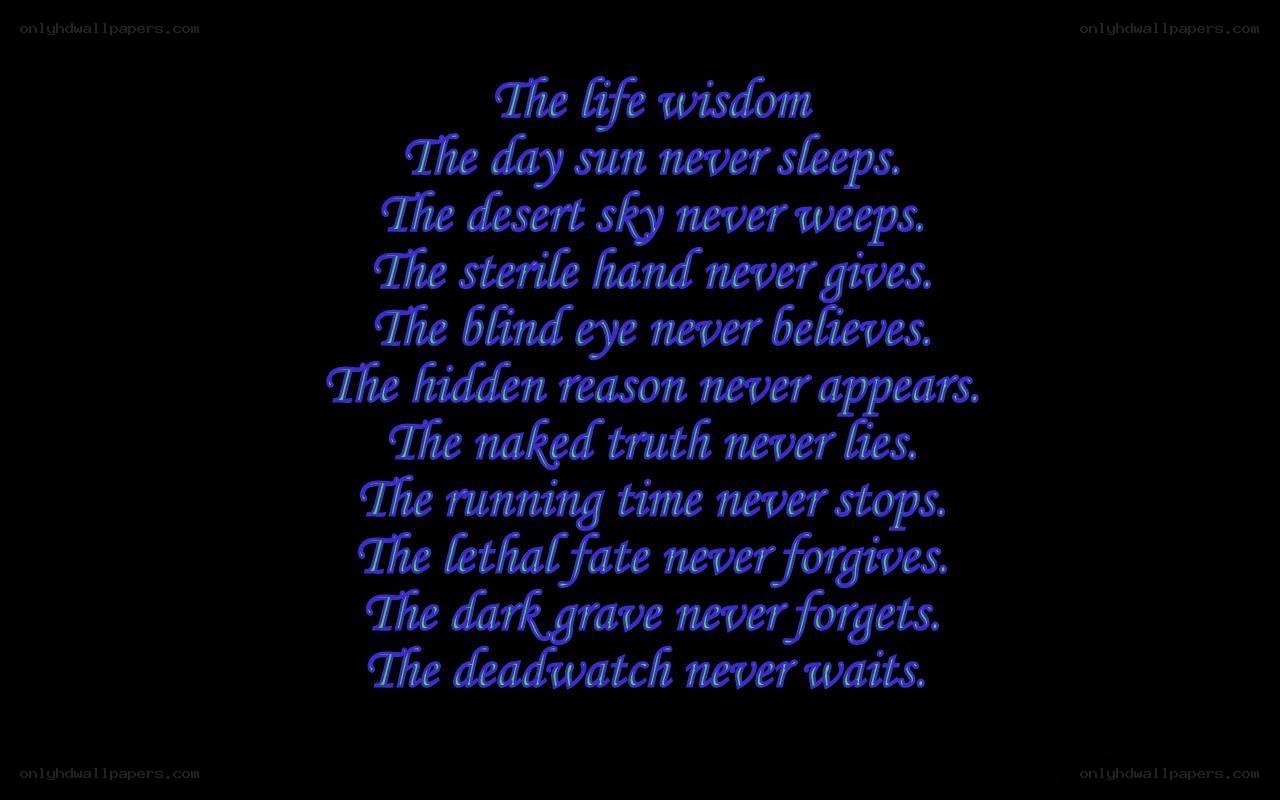Life wisdom poem