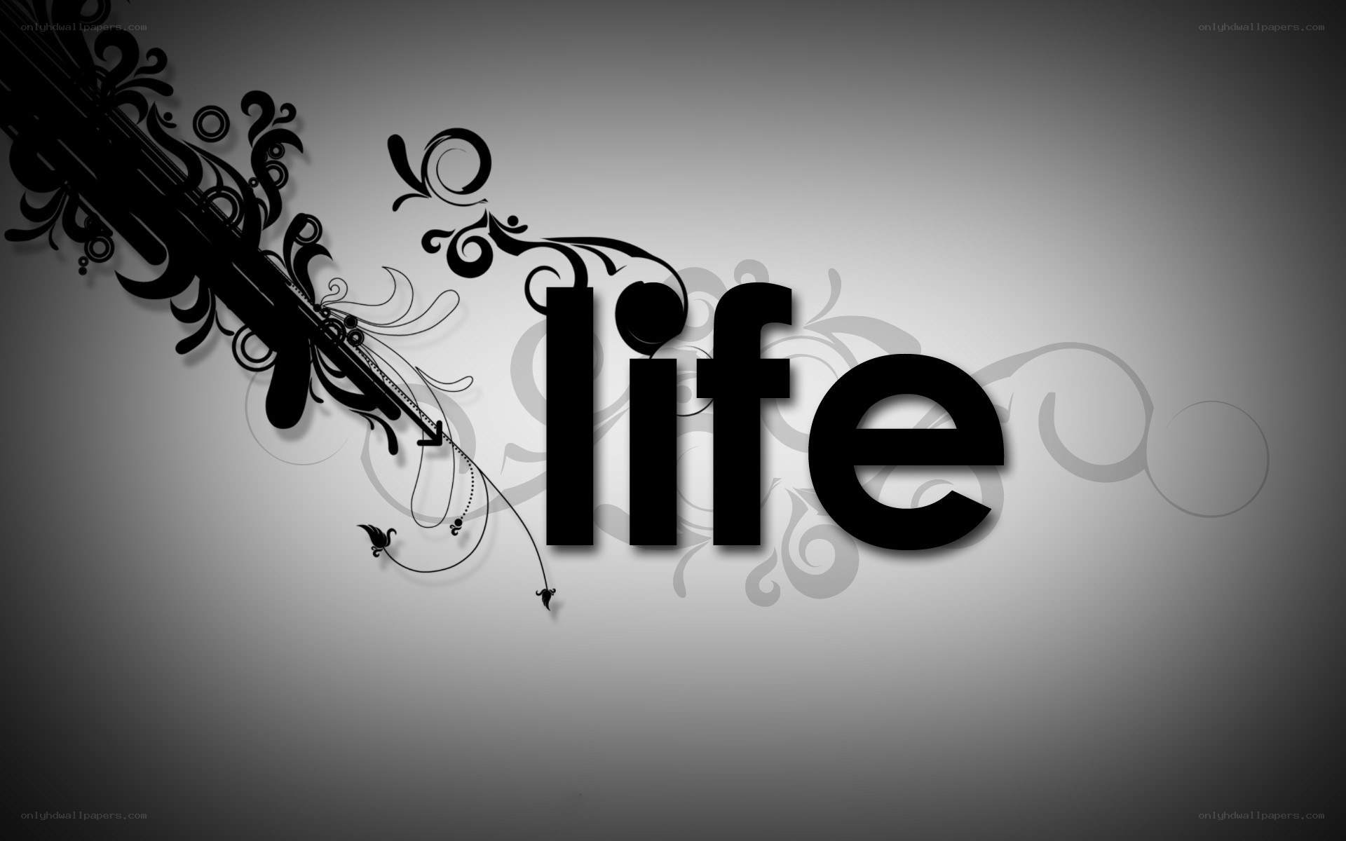 life word with floral design