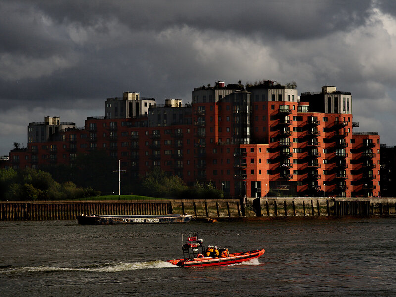Lifeboat on a river